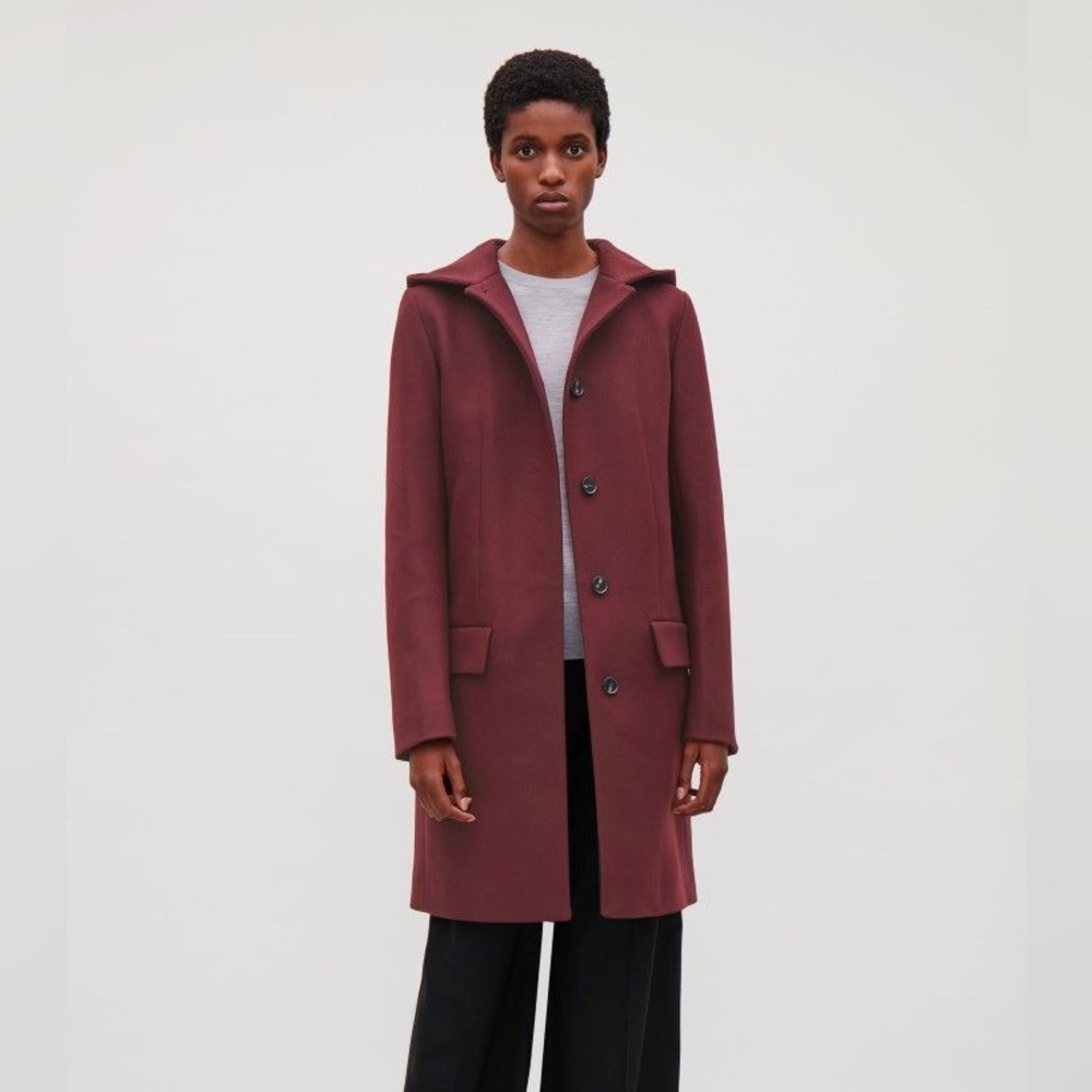 COS hooded wool and cashmere coat size 4